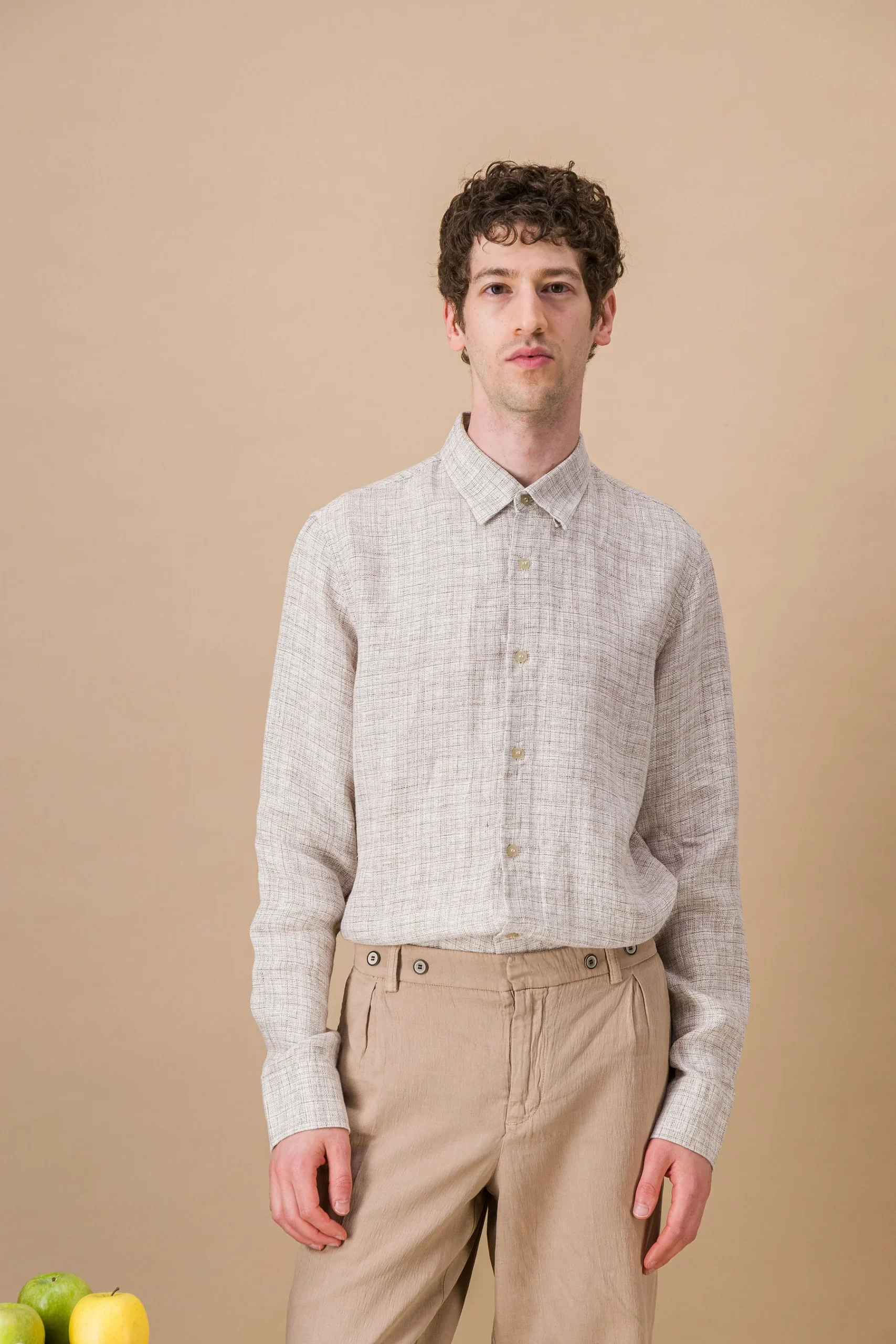 Mottled beige linen shirt