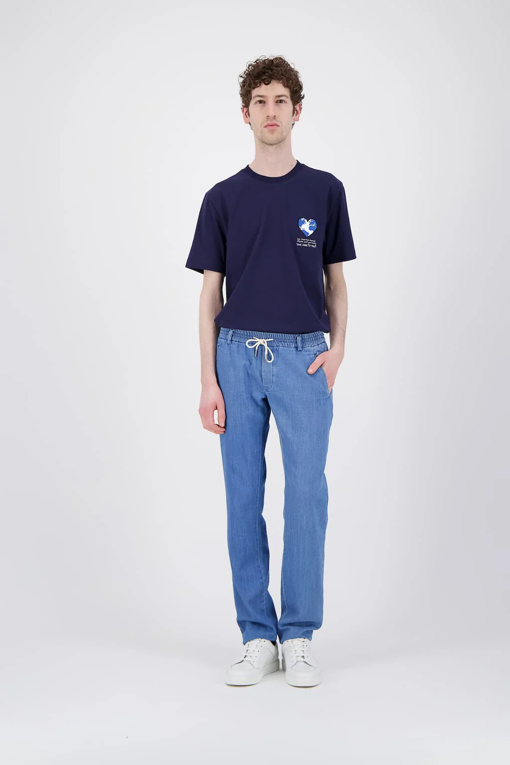 Japanese organic navy blue earth cotton T Shirt - Image 2