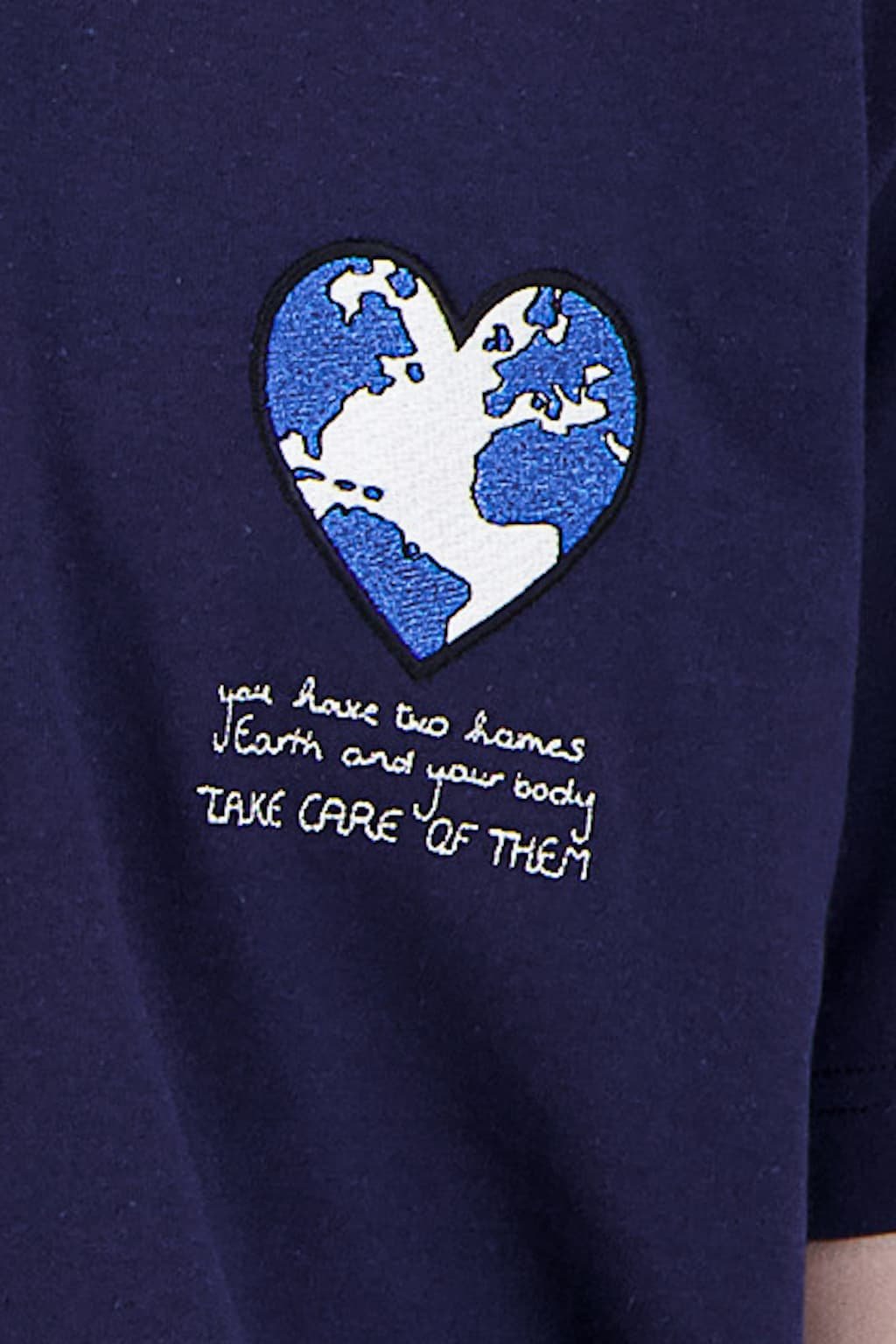 Japanese organic navy blue earth cotton T Shirt - Image 4